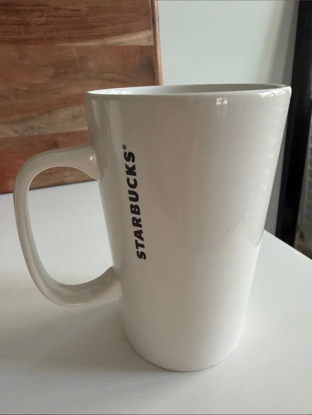 Starbucks White Mug with Bright Green Tennis Ball and Black Dog Sketches 2015